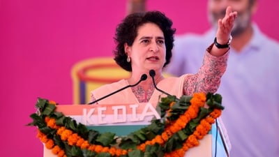Congress General Secretary Priyanka Gandhi Vadra in Jhunjhunu. (Pawan Kumar) Congress General Secretary Priyanka Gandhi Vadra in Jhunjhunu. (Pawan Kumar)