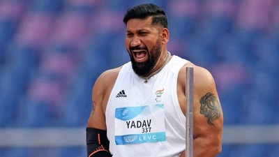 Prime Minister Narendra Modi tweeted this picture congratulating Neeraj Yadav for his Gold Medal victory in Men's Javelin throw (F55) at the Asian Para Games, on Saturday. (Narendra Modi Twitter) Prime Minister Narendra Modi tweeted this picture congratulating Neeraj Yadav for his Gold Medal victory in Men's Javelin throw (F55) at the Asian Para Games, on Saturday. (Narendra Modi Twitter)