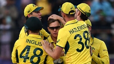 For the Aussies, Adam Zampa struck thrice. Pat Cummins and Josh Hazlewood bagged two wickets each. (AFP) For the Aussies, Adam Zampa struck thrice. Pat Cummins and Josh Hazlewood bagged two wickets each. (AFP)
