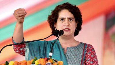 Congress leader Priyanka Gandhi Vadra addressed a public rally in poll-bound Madhya Pradesh’s Damoh on Saturday. (Image posted on X by Congress) Congress leader Priyanka Gandhi Vadra addressed a public rally in poll-bound Madhya Pradesh’s Damoh on Saturday. (Image posted on X by Congress)