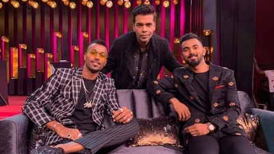 Hardik Pandya, Karan Johar and KL Rahul on Koffee with Karan. Hardik Pandya, Karan Johar and KL Rahul on Koffee with Karan.