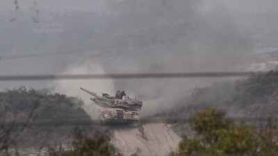 Israel-Hamas War: An Israeli Merkava tank rolling close to the Israeli border with the northern Gaza Strip. (AFP)