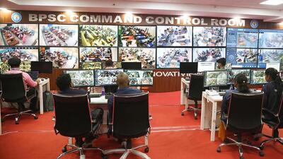 The BPSC command control room to keep vigil on examinees during one of its exams held recently. (HT FILE)