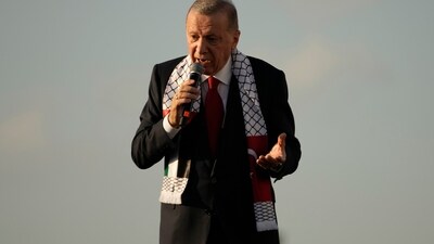Israel-Hamas War: Turkish President Recep Tayyip Erdogan, speaks to the attendees during a rally. (AP)
