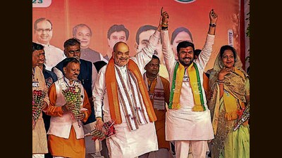 Union home minister Amit Shah during a public meeting ahead of Madhya Pradesh assembly elections, in Chhindwara district. (PTI) Union home minister Amit Shah during a public meeting ahead of Madhya Pradesh assembly elections, in Chhindwara district. (PTI)