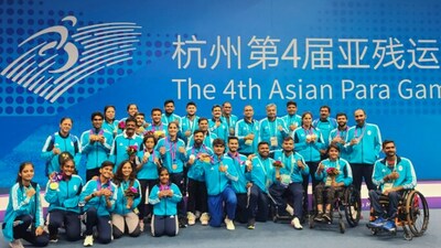 Indian para-athletes pose with their medals (PTI) Indian para-athletes pose with their medals (PTI)