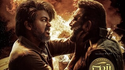 Vijay and Sanjay Dutt in a still from Leo. Vijay and Sanjay Dutt in a still from Leo.