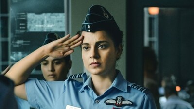 Kangana Ranaut in a still from Tejas. Kangana Ranaut in a still from Tejas.