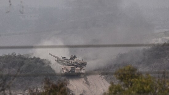 Israel-Hamas War: An Israeli Merkava tank rolling close to the Israeli border with the northern Gaza Strip. (AFP)