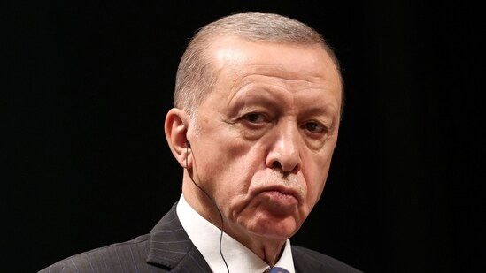 Israel-Hamas War: Turkish president Recep Tayyip Erdogan looks on during a press conference. (AFP)