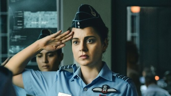Kangana Ranaut in a still from Tejas.
