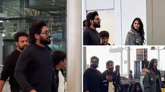 Allu Arjun was spotted at the airport with his family.