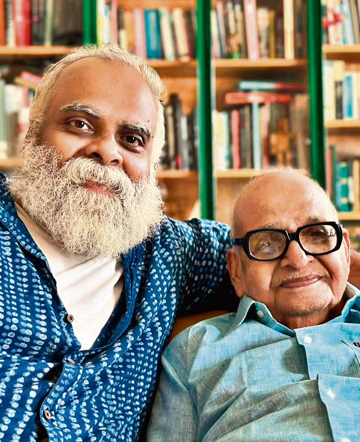 Suresh Eriyat of Studio Eek-saurus with the subject of the film, his father PNK Panicker. ‘It’s only when I grew up that I realised how unusual his stories are,’ Eriyat says.