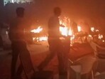 People rush to save themselves after a blast at a convention centre in Kalamassery, in Ernakulam district.