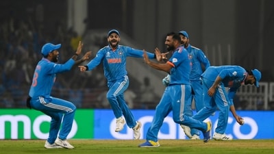 Team India celebrate after Mohammed Shami picks a wicket (Deepak Gupta/Hindustan Times) Team India celebrate after Mohammed Shami picks a wicket (Deepak Gupta/Hindustan Times)