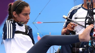 Para archer Sheetal Devi at the recently concluded Asian Para Games 2023 held in Hangzhou, China. (ANI) Para archer Sheetal Devi at the recently concluded Asian Para Games 2023 held in Hangzhou, China. (ANI)