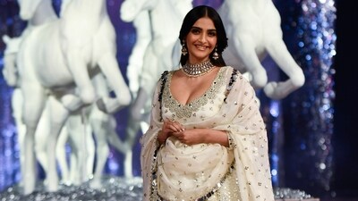 Sonam Kapoor walked the ramp for the first time after having son Vayu. The actor turned showstopper for designer Abhinav Mishra's show, which was held in the national capital last night. (ANI) Sonam Kapoor walked the ramp for the first time after having son Vayu. The actor turned showstopper for designer Abhinav Mishra's show, which was held in the national capital last night. (ANI)