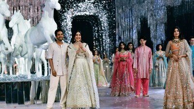 "Since I am doing it after so many years...In 2019 I walked the ramp, so for three years I haven't walked the ramp and I just thought that this was the perfect outfit for a comeback," Sonam Kapoor said while interacting with the media. (ANI) "Since I am doing it after so many years...In 2019 I walked the ramp, so for three years I haven't walked the ramp and I just thought that this was the perfect outfit for a comeback," Sonam Kapoor said while interacting with the media. (ANI)