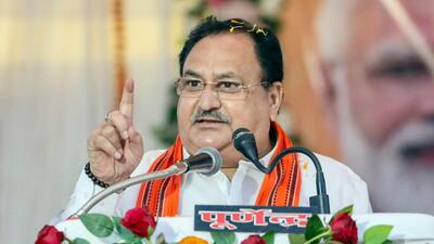 BJP president JP Nadda addresses a public meeting in poll-bound Chhattisgarh’s Kawardha on Sunday. (Image posted on X by JP Nadda)