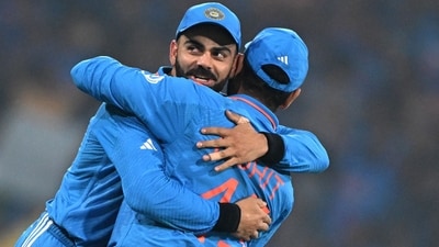 Virat Kohli (L) and Rohit Sharma celebrate their victory at the end of the 2023 ICC Men's Cricket World Cup between India and England at the Ekana Cricket Stadium in Lucknow (AFP) Virat Kohli (L) and Rohit Sharma celebrate their victory at the end of the 2023 ICC Men's Cricket World Cup between India and England at the Ekana Cricket Stadium in Lucknow (AFP)