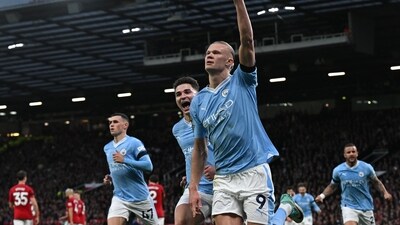Manchester City's Norwegian striker #09 Erling Haaland celebrates after scoring the opening goal (AFP) Manchester City's Norwegian striker #09 Erling Haaland celebrates after scoring the opening goal (AFP)