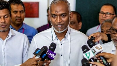 Mohamed Muizzu, Maldives president-elect, speaks with the media. (Reuters)