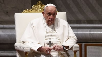 Pope Francis leads a prayer service for peace in St. Peter's Basilica at the Vatican, October 27, 2023. (Reuters)