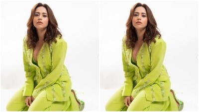In sleek silver earrings and green stilettos, Nushrratt further accessorised her look for the day. "Sunday – POP," the actor captioned her pictures. (Instagram/@nushrrattbharuccha) In sleek silver earrings and green stilettos, Nushrratt further accessorised her look for the day. "Sunday – POP," the actor captioned her pictures. (Instagram/@nushrrattbharuccha)