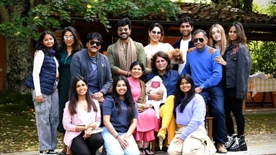 Spot Ram Charan and Upasana's daughter Klin Kaara in the newly shared picture. Spot Ram Charan and Upasana's daughter Klin Kaara in the newly shared picture.