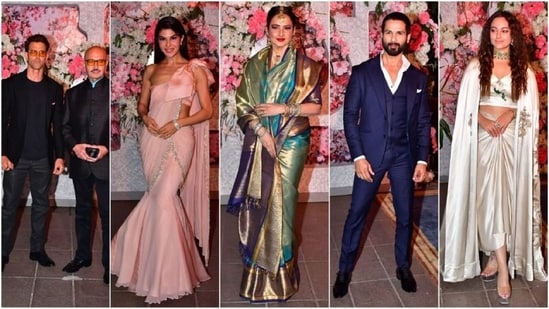Hrithik Roshan, Sonakshi, Rekha, and other B'wood celebs attended reception party of Leslie Timmins-Saachi Nayak last night. (HT photo/VarinderChawla)