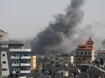 Israel-Hamas War: Smoke billows during a Israeli strike in Rafah in the southern Gaza Strip.