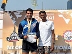 Angad Bedi poses with his gold medal.
