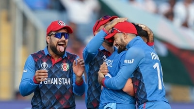 For the Afghans, Fazalhaq Farooqi took four wickets and Mujeeb Ur Rahman scalped two dismissals. (Afghanistan Cricket Board Twitte) For the Afghans, Fazalhaq Farooqi took four wickets and Mujeeb Ur Rahman scalped two dismissals. (Afghanistan Cricket Board Twitte)
