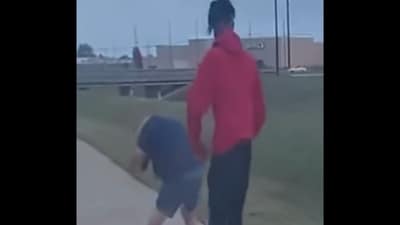 Alford Lewis, wearing a red hoodie, was filmed attacking at least two people as they walked on a trail at Wortham Park in Houston, Texas (KHOU 11 screenshot) Alford Lewis, wearing a red hoodie, was filmed attacking at least two people as they walked on a trail at Wortham Park in Houston, Texas (KHOU 11 screenshot)