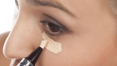 Step 2: Concealer - Use a concealer to cover any blemishes, dark circles or imperfections. Dab a small amount onto the problem areas and blend it in with your finger or a makeup sponge. (Pinterest) Step 2: Concealer - Use a concealer to cover any blemishes, dark circles or imperfections. Dab a small amount onto the problem areas and blend it in with your finger or a makeup sponge. (Pinterest)