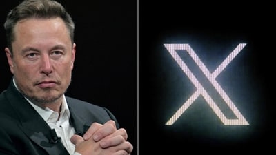 Elon Musk and the new Twitter logo rebranded as X. (AFP) Elon Musk and the new Twitter logo rebranded as X. (AFP)