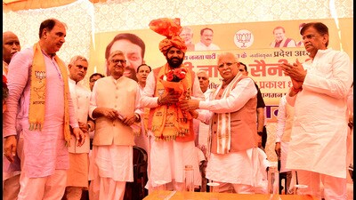 Nayab Singh Saini takes over as Haryana BJP chief (HT Photo) Nayab Singh Saini takes over as Haryana BJP chief (HT Photo)