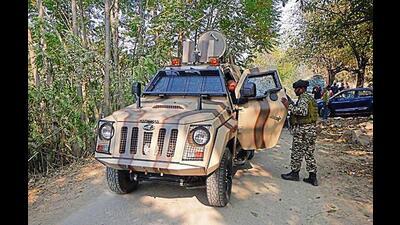 Operations underway after the terror attack in Pulwama. (HT Photo) Operations underway after the terror attack in Pulwama. (HT Photo)