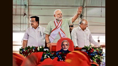 PM Narendra Modi in Mehsana on Monday. (ANI) PM Narendra Modi in Mehsana on Monday. (ANI)