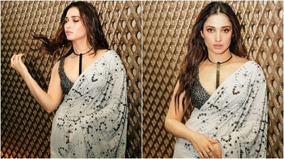 Lastly, Tamannaah chose muted nude pink lip shade, shimmery eye shadow, mascara on the lashes, feathered brows, rouge on the cheeks, beaming highlighter, and light contouring for her makeup. Centre-parted wavy locks gave the finishing touch. (Instagram) Lastly, Tamannaah chose muted nude pink lip shade, shimmery eye shadow, mascara on the lashes, feathered brows, rouge on the cheeks, beaming highlighter, and light contouring for her makeup. Centre-parted wavy locks gave the finishing touch. (Instagram)