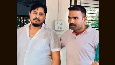The accused, Ajit Dayashankar Mishra, and his driver Ajay Ankush Gaykar, were arrested while they were allegedly trying to flee on Saturday, according to the Naigaon police. (HT Photo) The accused, Ajit Dayashankar Mishra, and his driver Ajay Ankush Gaykar, were arrested while they were allegedly trying to flee on Saturday, according to the Naigaon police. (HT Photo)