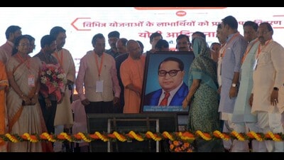 Uttar Pradesh chief minister Yogi Adityanath at an event in Prayagraj on October 30. (HT photo)
