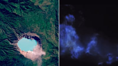 The image shows Kawah Ijen Lake in East Java, Indonesia. (Instagram/@europeanspaceagency) The image shows Kawah Ijen Lake in East Java, Indonesia. (Instagram/@europeanspaceagency)