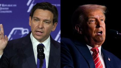 Florida Gov. Ron DeSantis defends actions against pro-Palestinian groups and decision to stay in 2024 race. (AP/AFP) Florida Gov. Ron DeSantis defends actions against pro-Palestinian groups and decision to stay in 2024 race. (AP/AFP)