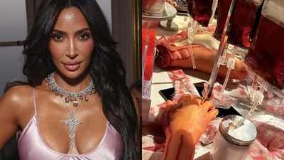 The SKIMS founder knows how to create one epic Halloween montage. (SARAH HOWARD/INSTAGRAM| AP Photo/Vianney Le Caer) The SKIMS founder knows how to create one epic Halloween montage. (SARAH HOWARD/INSTAGRAM| AP Photo/Vianney Le Caer)