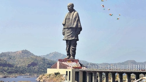 A view of the statue of the ‘Iron Man of India’ Sardar Vallabhbhai Patel in Narmada district of Gujarat. (Siddharaj Solanki / HindustanTimes) A view of the statue of the ‘Iron Man of India’ Sardar Vallabhbhai Patel in Narmada district of Gujarat. (Siddharaj Solanki / HindustanTimes)