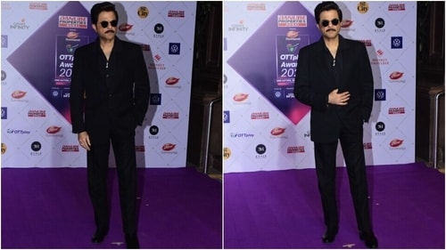 Anil Kapoor poses for the paparazzi at the OTT Play Awards 2023. (HT Photo/Varinder Chawla)