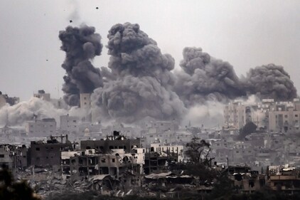 A picture taken from Israel's southern city of Sderot shows smoke rising during Israeli bombardment of the Gaza Strip on October 29, (AFP)