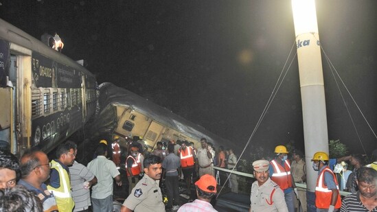 The crash happened when an incoming train slammed into a stationary train, leading to derailment of at least three rail cars.(AP)