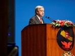 United Nations' Secretary-General Antonio Guterres addresses the parliament in Kathmandu, Nepal.